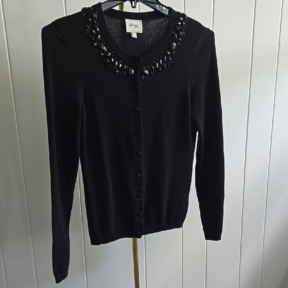C. Wonder Black Cardigan with Beaded Neckline - Picture 6 of 6